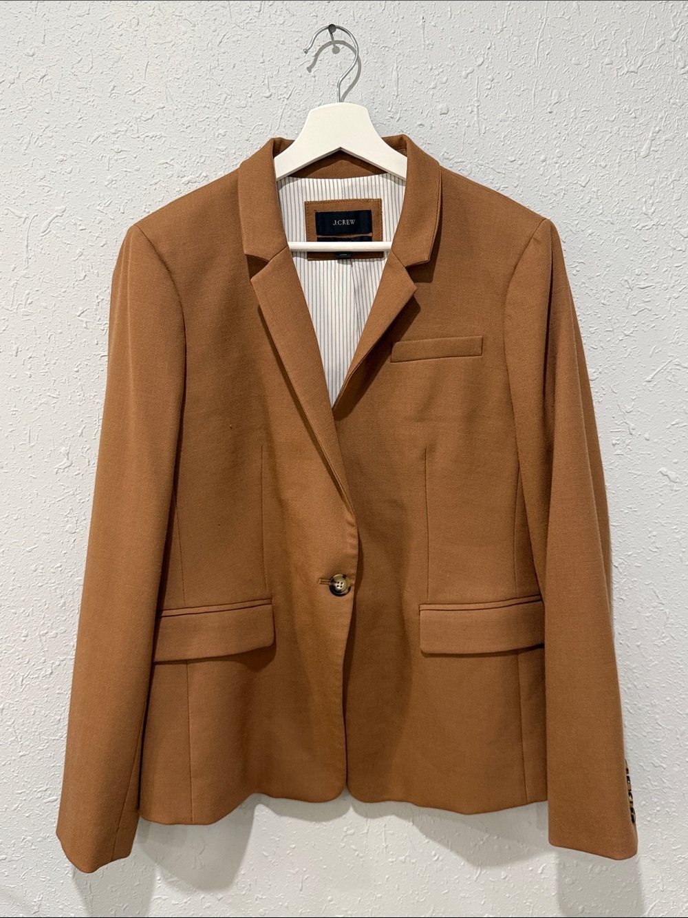 J. Crew Regent Blazer Women's Size 14 Camel Brown Single Button Wool Blend